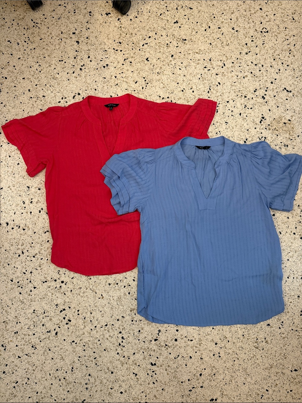 Well Worn pink & Blue Short-Sleeve Blouse Duo